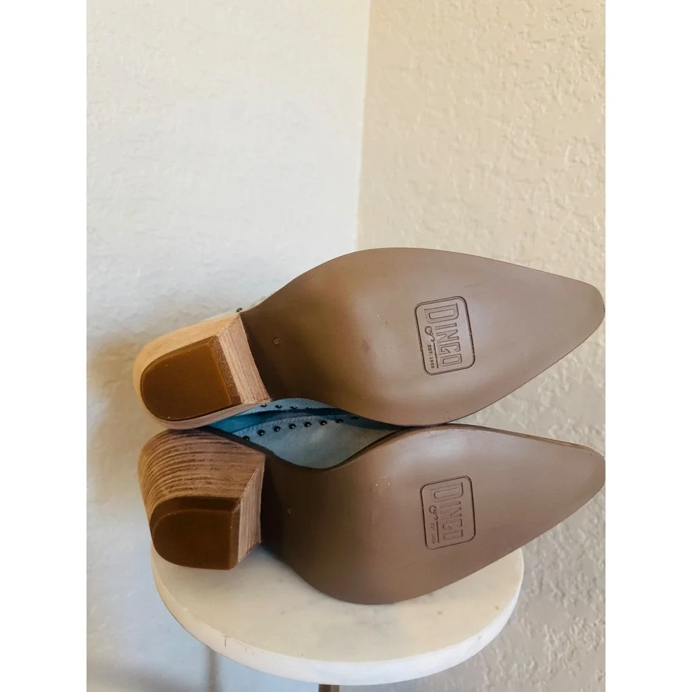 Dingo Womens Classy N' Sassy Snip Toe Leather Ankle Boots, Size 9 Denim Blue NWT - Picture 7 of 15